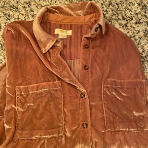 Maeve pink velvet button up